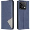 Peňaženkové kožené puzdro Rhombus Texture na Xiaomi Redmi Note 13 4G - Modrá