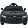 Elektrické autíčko Audi R8 čierne 2x35W 1-miestny + diaľkové ovládanie + bezpečnostné pásy + audio + LED