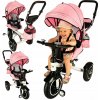 Trike Fix V3 bicykel kočík 3v1 otočný 360 ružový