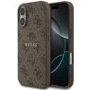 Zadný kryt Guess PU Koža 4G Farebný Krúžok MagSafe pre iPhone 17 Hnedý