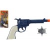 Teddies Pištoľ revolver klapač plast 23x12cm s šerifským odznakom na karte