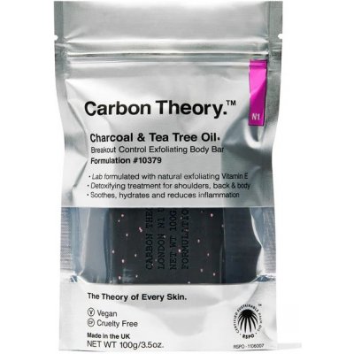 Carbon Theory Exfoliačné telové mydlo Charcoal & Tea Tree Oil Breakout Control (Exfoliating Body Bar) 100 g