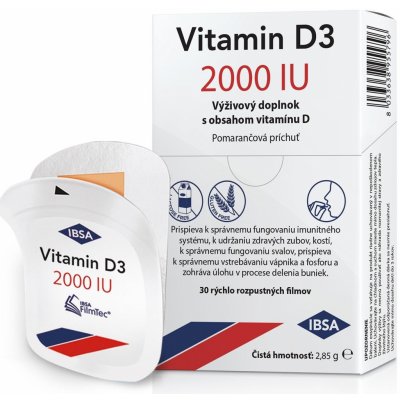 IBSA Vitamin D3 2000 IU s pomarančovou príchuťou 30 ks