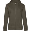 B&C Mikina QUEEN Zipped Hood s kapucí a zipem, dámská COT01W03Q55500-khaki XS Khaki