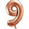 PartyDeco Fóliový balón číslo 9 ružové zlato 86 cm