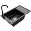 Granitový drez s kuchynskou batériou MEXEN ELIAS čierna