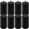 Čierna parafínová sviečka 10 cm, 20 h horenia, sada 8 ks