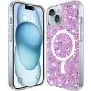 Techsuit Sparkly Glitter MagSafe kryt na iPhone 15 – magenta