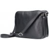 Mondo Italia Kožená kabelka na rameno 517 čierna Made in Italy Čierna