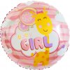 Godan Fóliový balón Baby girl kruh 45 cm