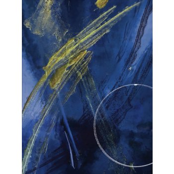 Látka funkčná počesaná teplákovina PANEL 78x104 cm maľba zlatá na modrej od  8,99 € - Heureka.sk