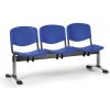 Euroseat Plastová lavica do čakární ISO, 3-sedadlo, modrá, chróm nohy