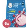 6x GERBER Kaša mliečna cereal malinová Dobrú noc 230 g