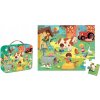 Puzzle v kufríku Deň na farme, 24 dielikov, pre deti, 3 roky+, Janod