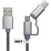iGET G2V1 USB Micro USB/ USB - C dlouhý pro veškeré mobilní telefony, včetně odolných