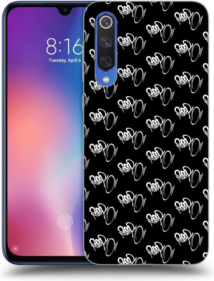 Púzdro Picasee silikónové Xiaomi Mi 9 SE - Separ - White On Black čierne