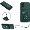 Kožený kryt Organ Ring na Oppo A38 - Zelená