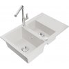 MEXEN/S MEXEN/S - Gaspar granitový drez 1.5 s odkvapkávačom vrátane batérie Flora, biela 6507-20-670401-00