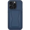 AppleKing kožený kryt s vreckom na karty a výklopným stojanom na iPhone 14 Pro - tmavomodrý - možnosť vrátiť tovar ZADARMO do 30tich dní