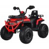 Detská elektrická štvorkolka 4x4 s plynom v rukoväti a zadným odpružením – Červená