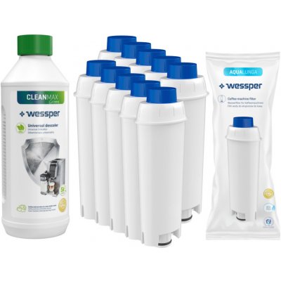 Wessper Sada 10x filtračná vložka AquaLunga DeLonghi DLS C002 + odvápňovač Wessper CleanMax 500 ml