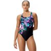 Speedo Printed Powerback One Piece Glitchy Garden/Black
