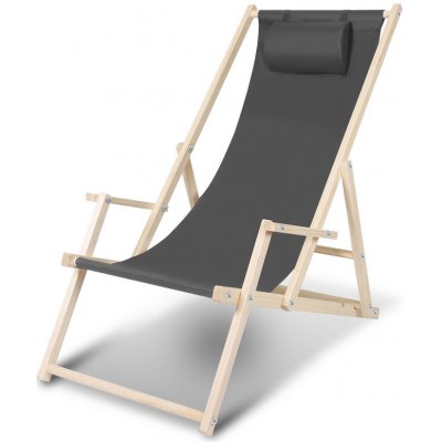 SWANEW Deck Chair Beach Lounger sivé s madlami