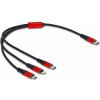 Delock Nabíjací kábel USB USB 2.0 USB-C ® zástrčka, USB-C ® zástrčka, USB Micro-B zástrčka, Apple Lightning konektor 0.30 m čierna, červená 86710; 86710