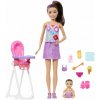 Mattel Barbie SKIPPER BABYSITTER pestúnka s jedálnou stoličkou