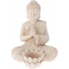 Záhradná dekorácia Budha na čajovú sviečku, 14 x 19 x 13 cm, krémová