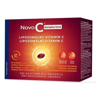 NOVO C KOMPLEX FORTE Lipozomálny vitamín C + vitamín D3 + zinok s extraktom zo šípok a bioflavonoidmi, kapsuly 1x60 ks