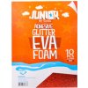 Dekorační pěna A4 EVA 10 ks červená samolepicí glitter 2,0 mm