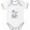 MBaby Bavlnené body s krátkym rukávom, Sloníča Hello, bielo/sivé, veľ. 86, 86 (12-18m)