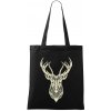 Jeleň kresba - Taška bavlnená - 42 x 38 cm ( Čierna )