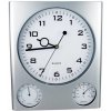 Plastové nástenné hodiny, teplomer, vlhkomer /TURMA/, strieborná