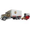 Bruder 02828 Mack Granite UPS s vysokozdvižným vozíkem 1:16