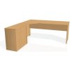 Hobis Pracovný stôl Gate, ergo, pravý, 180x75,5x200 cm, buk/buk