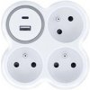 Solight rozbočka, 3x 15A, USB nabíječka A+C, bílá-šedá P106USBC