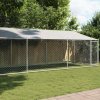 Shumee Klec pro psy se střechou a dvířky šedá 800 x 200 x 200 cm