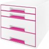 Zásuvkový box Leitz WOW so 4 zásuvkami ružový - 1 kus - 1 KS - 4 - uzavreté - Leitz - vrstva - - 287x207x363 mm - Leitz WOW LEITZ