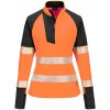 PORTWEST HIVIS PW3 T173 / Dámska reflexná mikina s 1/4 zipsom - HV oranžová/čierna M