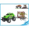Mikro Trading Auto terénní s přívěsem 39 cm na setrvačník s klecí a dinosaurem