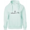 Jesus Saved My Life kríž ekg - Oversized mikina dámská Moon - kratšia + širšia - 2XL ( Frost )