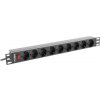 Lanberg POWER STRIP RACK PDU 19 LANBERG 1U 16A 9X SCHUKO 3M ČIERNA