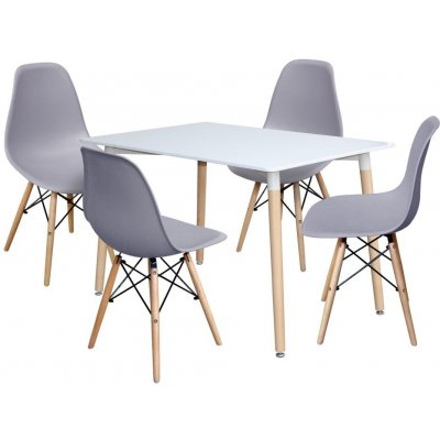 IDEA nábytok Jedálenský stôl 120x80 UNO biely + 4 stoličky UNO sivé