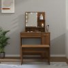 vidaXL Sada toaletného stolíka s LED hnedý dub spracované drevo 3114122