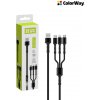 Kábel ColorWay univerzálny 3v1 (Lightning+MicroUSB+Type-C) 4.0A, 20W, 1.2m, grey (CW-CBU3003-GR)