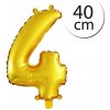 FUN RAG 4Gold-202920 Mini fóliový balón číslo 4 zlatý 40 cm, 1 ks