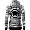 Army hvězda mikina dámska trendy zipper s kapucňou Šedý maskáč