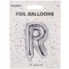 PartyDeco Fóliový balón Mini Písmeno R 35cm strieborný